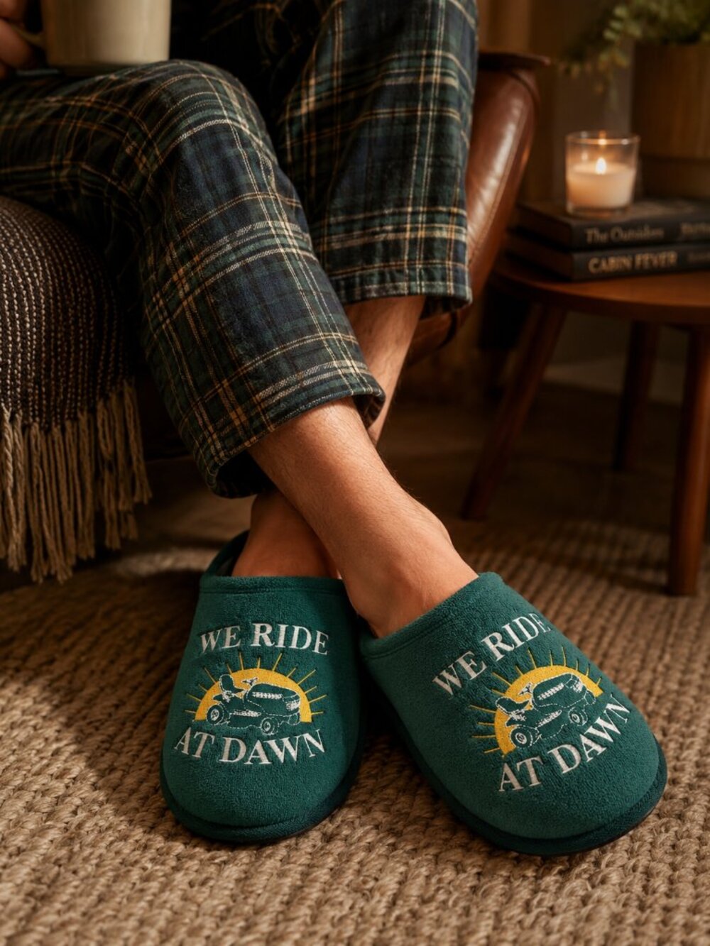 Dearfoams We Ride At Dawn Cozy Comfort Scuff Slippers Indoor Outdoor Size M/L/XL